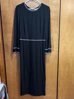 Boden Black Dress with grey velvet trim